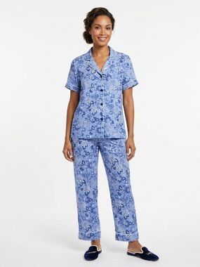 BedHead PJs Women’s Pajama Set Blue Floral Organic Cotton L